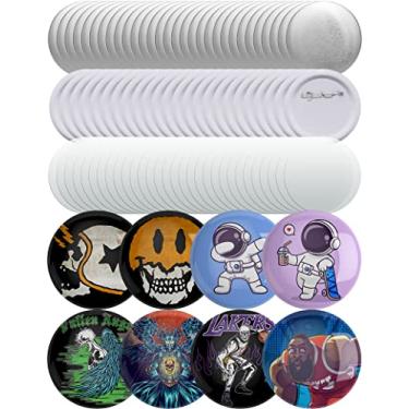 Imagem de NiArt Suprimentos Para Fabricação De Botões Em Branco (300 Peças 32 Mm/1,25 Pol.) Emblemas Redondos, Kit Pinos Metal Máquina Fazer Com Filme Transparente