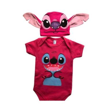 Imagem de Body Bebê Stitch Lilo com touca Rosa - Carinha de Anjo, P
