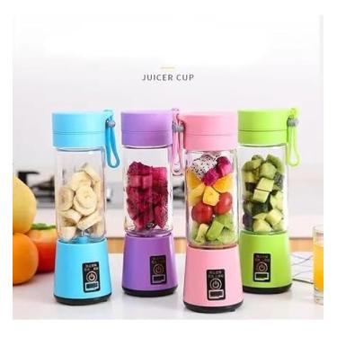 Imagem de Liquidificador portátil, liquidificador elétrico USB, mini liquidificador portátil para shakes e smoothies, suco, 380 ml, seis lâminas para uma ótima mistura, roxo claro