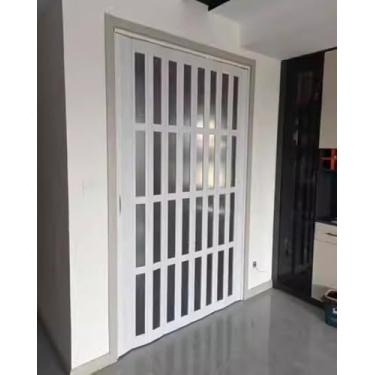 Imagem de Porta Sanfona Branca Plissada Acordeão Portas Para Porta Armário Portas Dobráveis Internas Com Painéis Transparentes Divisor De Quarto Enrolar Porta De Tela, Wxh, 70x80in(177.8x203.2cm)