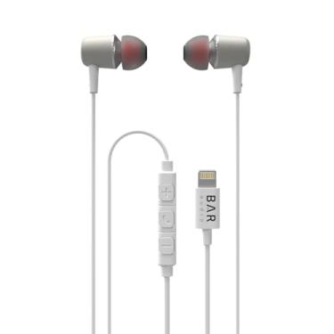 Imagem de Fones de ouvido intra-auriculares com fio Bar Audio com conector Lightning microfone integrado e controle de volume [certificado Apple MFI] Fones de ouvido personalizados com isolamento de ruído