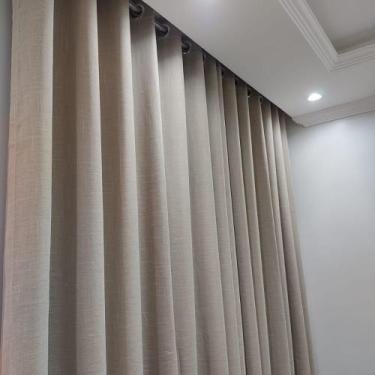 Imagem de Cortina Luxuosa Voil Linho Com Forro Blackout Sala Porta 3,00x2,50 - S
