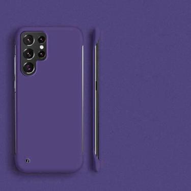 Imagem de HPQWN Para S24 Ultra Slim Frameless Case Capa de telefone rígida fosca (para S24 Ultra/roxo escuro)