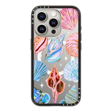 Imagem de CASETiFY Capa compacta para iPhone 15 Pro [fina e elegante/compatível com Magsafe/1,2 m. Proteção contra quedas de nível militar] - Concha - Preto transparente