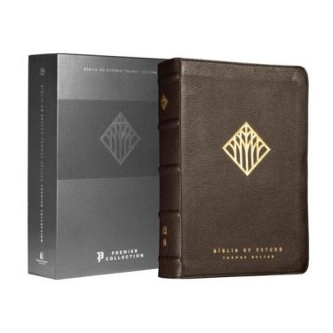 Imagem de BÍBLIA DE ESTUDO THOMAS NELSON, NVI, CAPA EM COURO autêntico MARROM, LEITURA PERFEITA, PREMIER COLLEC