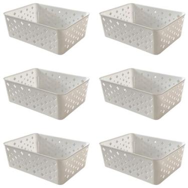 Imagem de Kit 6 Cestos Multiuso Organizador Empilhável Gaveta 19x14x6 - Trioplas
