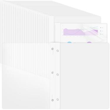 Imagem de Feifeiya Pacote com 48 capas de plástico para relatórios com 3 pinos pastas de apresentação a granel, capacidade para 100 folhas, capas transparentes para apresentação de documentos, material escolar