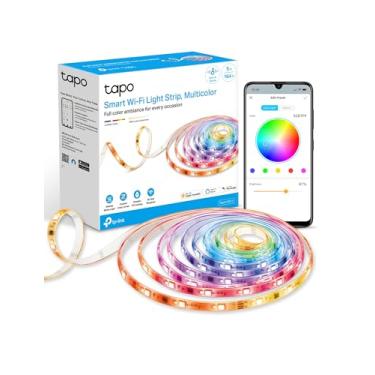 Imagem de TP-Link Tapo RGBWIC Faixa de luz LED inteligente 16,4 pés, 1000 lúmens, 16 m de cores reguláveis, 50 zonas de cor, funciona com Apple HomeKit/Alexa/Google Home, sincronização com som, revestimento PU