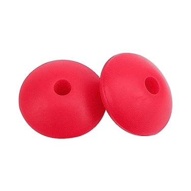 Imagem de YNGMEANS Miçangas de silicone de 12 mm Ábaco vermelho escarlate contas de lentilha contas pires contas espaçadoras para chaveiro fazer pulseira colar DIY contas de artesanato