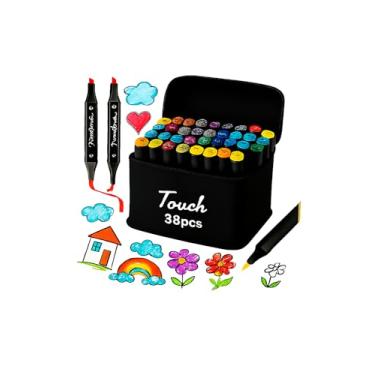 Imagem de Caneta Marcador Dupla Ponta 36 Cores – Kit Profissional Para Desenho, Colorir, Lettering e Mangá com Estojo de Transporte Resistente