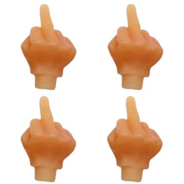 Imagem de 4 peças de tampas de haste de válvula de pneu de brincadeira, tampa de haste de válvula de dedo médio divertida universal que brilha no escuro tampas de válvula de pneu para carros, caminhões