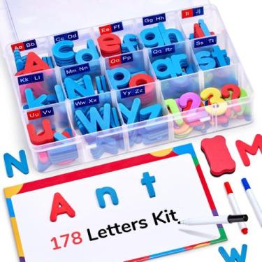 Imagem de Kit de letras magnéticas Gamenote Classroom 178 unidades com placa mag