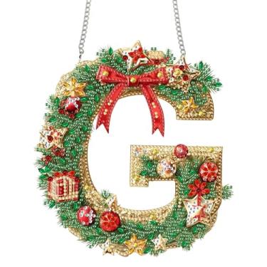 Imagem de Bimkole Kit de pendurar arte de diamante de Natal para adultos, pingente de janela com letras de diamante 5D, enfeite de arte de cristal para pendurar na parede do jardim, placa de porta da frente