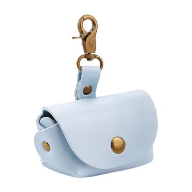 Imagem de NICENEEDED Caixa de anel de coleira de cachorro, travesseiros para coleira de cachorro, caixa de travesseiro de anel de casamento de couro azul para animal de estimação para cerimônia de casamento de