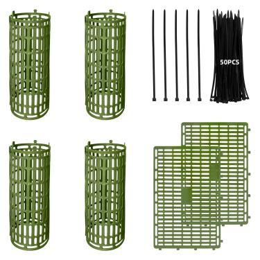 Imagem de 6 protetores de tronco de árvore com 50 peças de abraçadeiras de nylon, redimensionáveis para árvores ou plantas de vários tamanhos, protetores de árvore respiráveis para evitar danos causados por