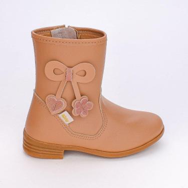 Imagem de Bota Montaria Infantil Feminino Cano Médio Kidy Laço Bege