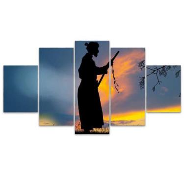 Imagem de Quadro Decorativo em Mosaico MDF Samurai Pôr do Sol 115x60cm - Império