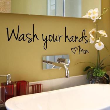 Imagem de Wash Your Hands Mom Home Decor Adesivo de Parede Decalque Quarto Vinil