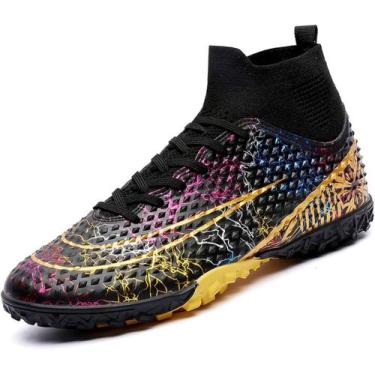 Imagem de Tênis de futebol masculinos de futebol com pontas longas, couro e borr