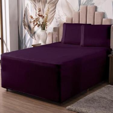 Imagem de Jogo De Lençol Luva King Conjugada Colchão E Box Malha 3P - Ametista D