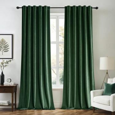 Imagem de Cortinas MIULEE Velvet com isolamento térmico 132x274 cm verdes