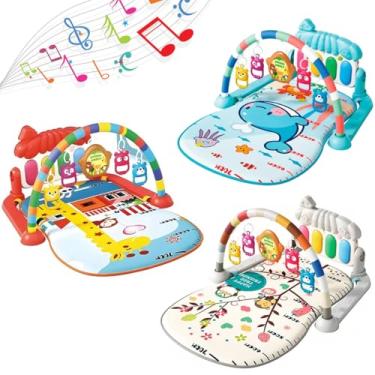 Imagem de Tapete de Atividades para Bebê Interativo e Móbiles Musical com Piano Sensorial Linha Premium M5 Armarinhos (Menina)