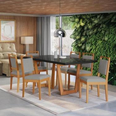 Imagem de Conjunto Sala De Jantar Madeira Maciça 6 Cadeiras Kappesberg Preto Lin