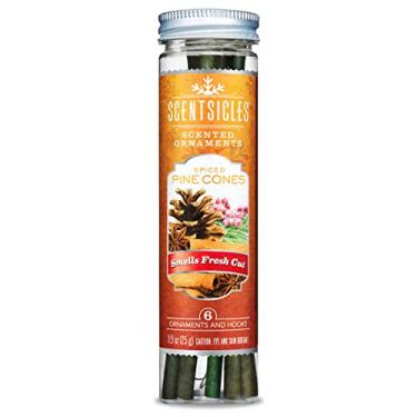 Imagem de Scentsicles Ornamentos de Natal perfumados para árvore de Natal, aromatizador de ar natural de férias (perfume de pinheiro picante), inclui 6 ornamentos e ganchos