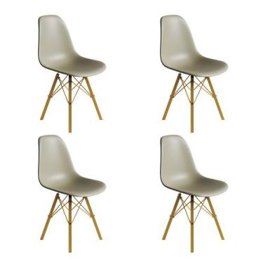 Imagem de Conjunto 4 Cadeiras Eames Estilo Moderno em Ferro Dourado com Assento 