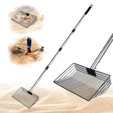 Imagem de Colher de cocô de galinha grande de metal de 25,4 cm, pá de cocô de galinha para areia com alça ajustável de aço inoxidável, colher de galinheiro para areia, adequada para galinheiros, galinheiros