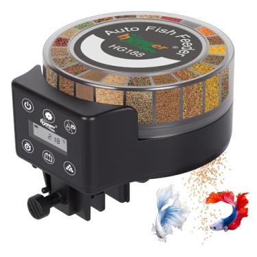 Imagem de hygger Alimentador automático de peixes para aquário: dispensador automático de comida de peixe com visor de LED e temporizador, alimentador de férias de aquário com 3 pilhas AA para peixe dourado