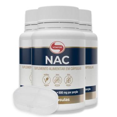 Imagem de Vitafor NAC 600mg 60 Cápsulas e Porta Cápsulas  Kit 3