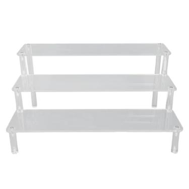 Imagem de Zerodis Display Acrílico Riser 3 Camadas de Armazenamento de Cozinha e Acessórios de Organização Organizador para Coleções de Figuras de Perfume Produtos Cosméticos Vitrine de Mesa Joias Sobremesas Loja de Varejo (Transparente)