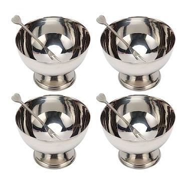 Imagem de TOPINCN Topincn 4 Pack Sorve Cream Cup, Aço Inoxidável Serviço DE Sobremesa BOWS REUSILÍVEL CONJUNTAS DE Sobremesa, Molho Tigelas Redonda DE Iogurte DE Iogurte Copos DE Doces para Pudim