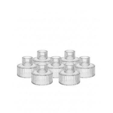 Imagem de Kit 6 Castiçais de Vidro Decorativos para Velas Design Elegante Ideal para Mesa Posta