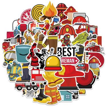Imagem de Pacote de adesivos Firefighter Cartoon Fireman Helmet 52 unidades