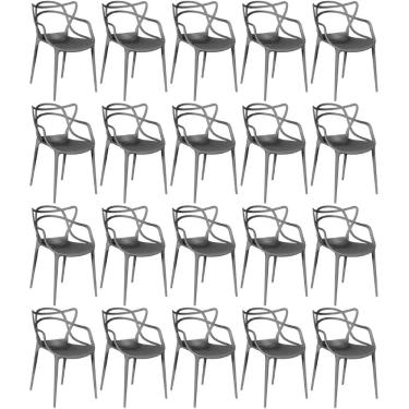 Imagem de Kit 20 Cadeiras De Jantar Allegra Prática Empilhável - Preto