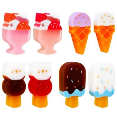 Imagem de Smilo Borrachas perfumadas de sorvete pacote com 8 - borrachas de lápis realistas em formato de comida para crianças, prêmios de sala de aula, enchimentos de sacolas de brindes, recompensas de lição