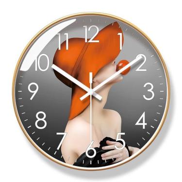 Imagem de Relógio de parede elegante, silencioso, 30 cm, design redondo, mulher moderna