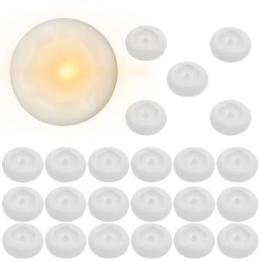 Imagem de 24 velas flutuantes de LED sem chamas de 5 cm branco à prova d'água cintilante – ativado por água, operado por bateria, para piscina, casamento, spa e decoração de casa 200 horas.