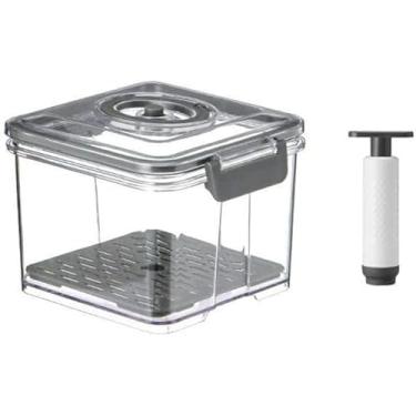 Imagem de Pote Hermético com Bomba de Vácuo, Recipiente para Armazenamento, Cinza, 1,5 Litros