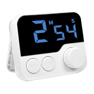 Imagem de Temporizador digital LED com ímã, contagem de 100 minutos para cima/baixo, botão de ajuste rápido, alarme de 80 dB para cozinha, estudo, trabalho e cozinha despertador (branco)