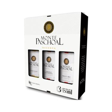 Imagem de KIT MINI VINHOS MONTE PASCHOAL RESERVA 3X250ML