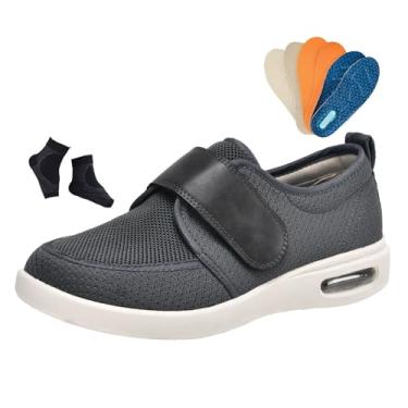 Imagem de Sapatos Para Diabéticos Masculinos, Sapatos Ortopédicos Ajustáveis ​​Masculinos Para Diabéticos Artrite Edema, Respirável Com 3 Pares De Palmilhas Substituição, Para Edema, Inchados(Dark gray,47 EU)