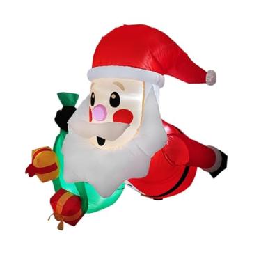Imagem de Fenteer Enfeite de Natal inflável do Papai Noel, decoração natalina iluminada para jardim.