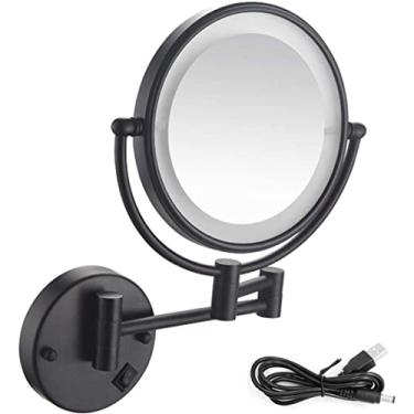 Imagem de LMJYU Espelho de maquiagem 5X Espelho cosmético com ampliação 360° giratório extensível de dois lados para espelho de banheiro