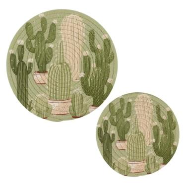 Imagem de Wassud Catus Conjunto de trivet para pratos quentes, suportes redondos de algodão, almofadas quentes, porta-copos elegantes, decoração de cozinha e acessórios, 2 peças