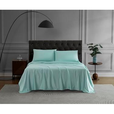 Imagem de Linen Closet Lençóis supermacios de tecido percal escovado, azul aqua, king