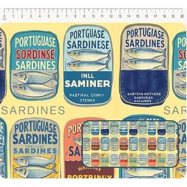 Imagem de Tecido Tricoline Digital Fernando Maluhy Latas de sardinhas amarelas 50 x 150 cm