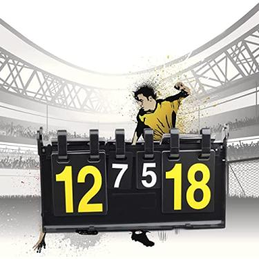 Imagem de uhyOHF Placar flip de mesa, marcador de pontuação portátil de tênis de 4 dígitos, placar flipper para badminton, basquete, tênis de mesa, futebol, beisebol e outras competições (